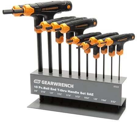 GearWrench 83523 SAE Ball End T-Handle Hex Key Set, 10 Piece
