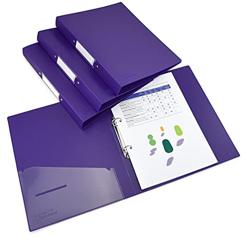 Rapesco 1663 Ringordner mit Antibakteriellen Schutz, 2 Ringe, 35 mm Rücken, A4, Violett, 4er Pack
