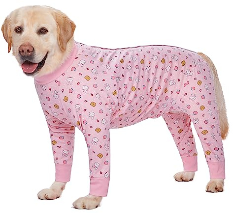 Recovery Suit for Large Medium Dogs After Surgery, Soft Breathable Anti Licking Dog Onesie E-Collar & Cone Alternative, Pet Bodysuit for Preventing Hair Loss Full Cover Wound(3XL, Pink Bunny)