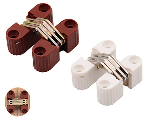 GETREY Cerniera Nascosta, Cerniere ad Incasso, Cerniere 4 Pezzi Cerniere nascoste 33x11MM Cerniera a Croce cilindrica Invisibile in plastica Pieghevole (Colore : Bianca)