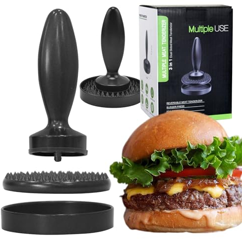 Stuffed Burger Press,Hamburger Maker -Meat Tenderizer Hammer Spiked & Flat Hammer Aluminum Alloy,for Kitchen Tenderizing Steak Beef Poultry, Make Regular Stuffed Burgers in Seconds