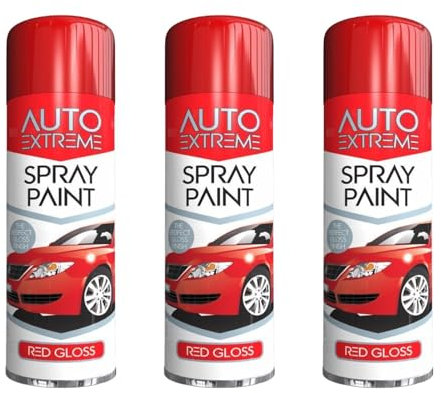 PEBBLE HUG All Purpose Spray Paint, Red Gloss Aerosol Paint, Ideal and Perfect Finish for Cars, Bikes, Vans, Metal and Wood, Quick Drying, 250ml (3 Pcs)