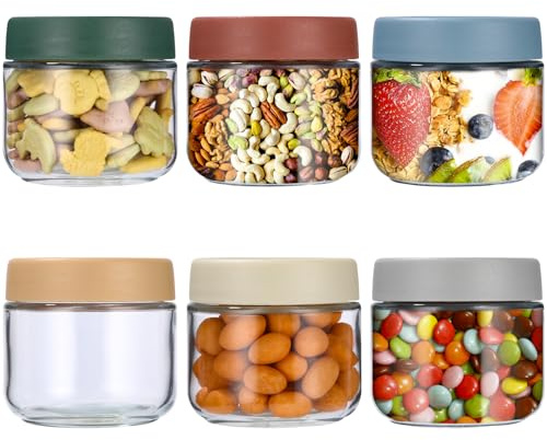 Cotepi 6 Piezas 300 ML Tarros de Cristal,Vasos Yogurtera con Tapa,Tarros de Vidrio Cocina Almacenaje,Hermeticos