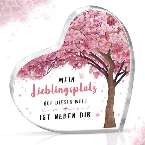 Gleevara Jahrestag Geschenk für Sie - Briefbeschwerer aus Acryl in Herzform, Valentinstagsgeschenk, Geschenk Freundin, Partner Geschenke für Frauen Girlfriend Ehefrau