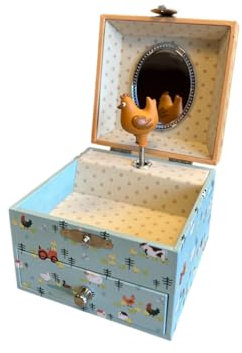 Trousselier Smyckeskrin för barn och musikaliska skatter på gården - pojke och flicka i trä - idealisk present till födelse och bebis - Vivaldi våren