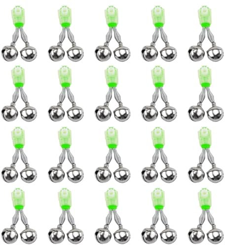 Lot de 20 Cloches de Pêche avec Clip en Spirale Lumineux ,Alarme de Canne à Pêche,Cloche D'alarme de Pêche,Twin Fishing Rod Bells Alarm Bells,Son Clair et Fort,Résistant à la Corrosion,Pêche de Nuit