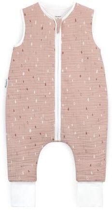 Ehrenkind® Musselin Schlafsack mit Füßen 2.5 TOG 100% Bio-Baumwolle Rosé mit Tropfen | 70 cm | Oeko Tex zertifiziert