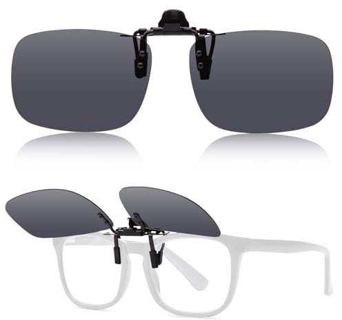 Epavouos Clip-On Polarisiert Sonnenbrille UV400 Schutz Ideal für alle Outdoor-Aktivitäten (Schwarz, 60mm X 43mm)