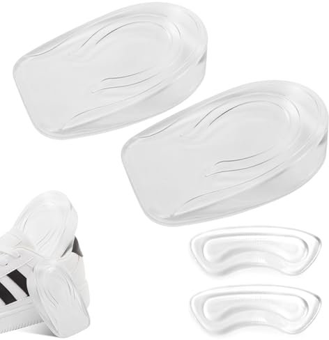 Fersenpolster Gel Fersenkissen für Schuhe Schuheinlagen Erhöhung 2cm Geleinlagen Einlegesohlen Fersensporn Einlagen Heel Pads Unsichtbare zur Linderung von Plantarfasziitis 2 Paar