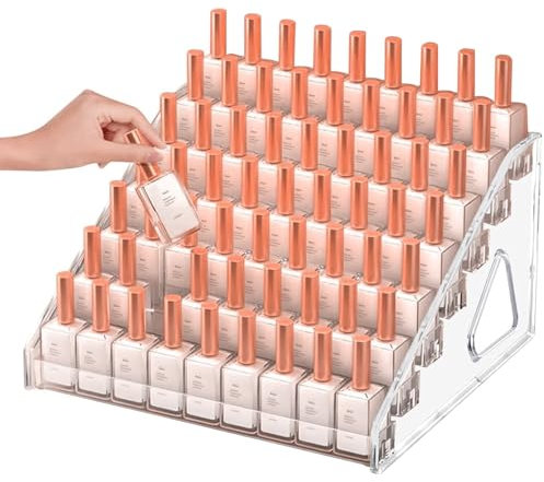 Ksvaye 7 Livelli Porta Smalti Organizer Acrilico Porta Rossetti Organizer Trasparente Espositore Smalti Supporto per Smalto per Unghie Scaffale per Smalti Contiene Circa 70 Bottiglie per Rossetto