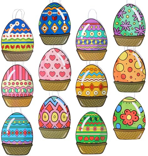 SilverChry 12Pcs Sacchetti Regalo Pasqua, Sacchetti Regalo Pasqua, Borse per Uova di Pasqua, Cestini Pasquali, Sacchetti Regalo Riutilizzabili, Forniture per Feste Colorate, Sacchetti Regalo Creativi
