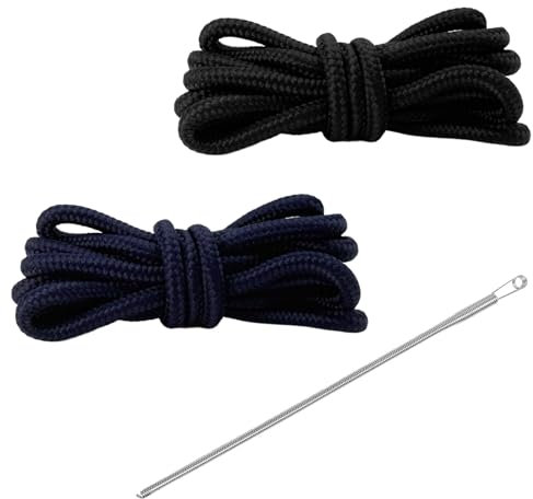 FortuneGlobe - Cordón para cordón con capucha y sudadera, cordón de repuesto para sudaderas con capucha y pantalones de Jogging, juego de 2 cordones negros y azules de 160 cm con hilos metálicos