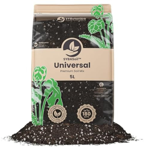 Sybotanica - Terreau Universel 5 L - Substrat Coco Premium pour Plantes d'intérieur - sans Tourbe - Engrais Organique 180 Jours - Idéal pour Amateurs de Plantes d'intérieur