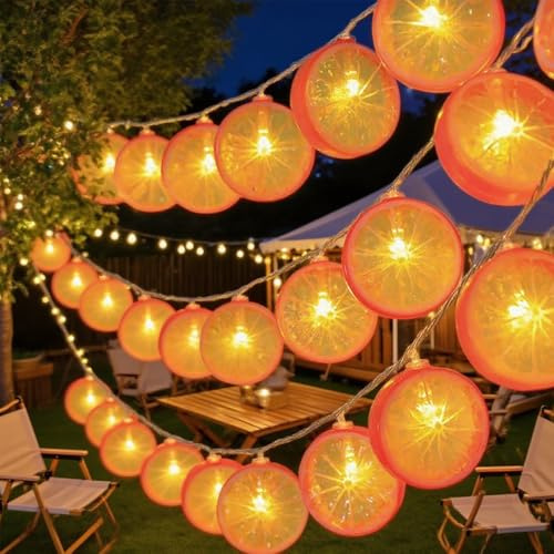 TaimeiMao Guirnalda Luminosa con Pilas 3m - 20 LED Limón - Luces Decorativas para Exterior, Jardín, Habitación, Bodas, Fiestas y Navidad - Pilas No Incluidas (Naranja)