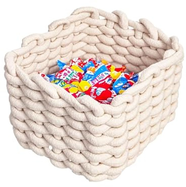 Panier De Rangement En Corde De Coton Tressé,Corbeille Décorative Rectangle Pour Jouets | Boîte Rectangulaire De Rangement Jouets Pour Salle De Bain Séjour Chambre
