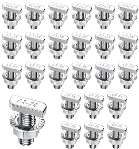 25 Pieces Hammer Head Screws M8 x 20 mm Locking Tooth Nuts Stainless Steel A2-70 Hammer Head Screw Set with Flange Nut Durable M8 Screws for Pv Solar Mounting Rails Greenhouse and Photovoltaics