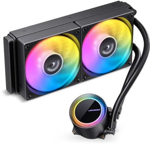 Jonsbo TG-240 AiO vattenkylning – svart | 240 mm CPU-vattenkylare med ARGB, aluminiumradiator och 2 x 120 mm PWM-fläktar