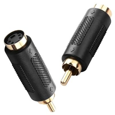 PNGKNYOCN Adaptador S de video a RCA, RCA macho a terminal mini DIN hembra de 4 pines, adaptador de audio estéreo AV para amplificadores, sistemas de audio, mezcla (paquete de 2)