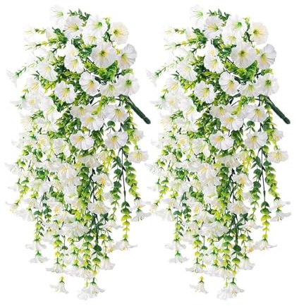 Artificiella petunia blommor för utomhusbruk 2 St Fuskblommor | UV-beständiga Utan BlekningsPetunia för Balkong TrädInnerBröllop Fest