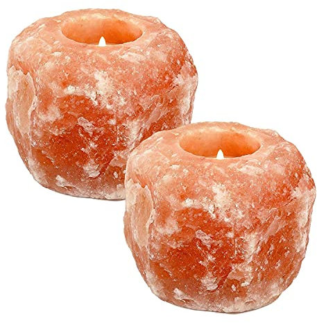 Magic Salt Himalayan Salt Lamp Candle Holder Lamps Natural Pink Salt Lamps Tealight Candle Holders Set Mineral Crystal Salt Lamp | Calming Meditation Aromatherapy Relaxing Candles Holders | Pack of 2