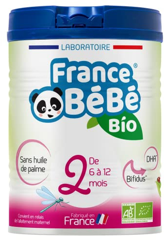 FRANCE BéBé BIO - Lait infantile de suite bébé 2ème âge en poudre - Lait fabriqué en France - 13 Vitamines 12 Minéraux - 800g