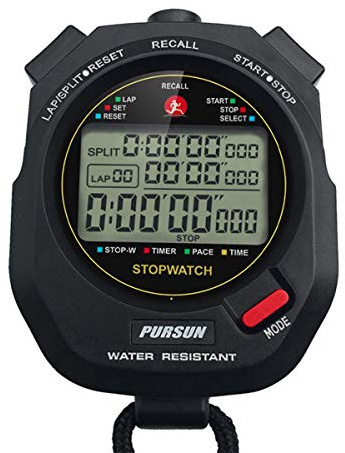 Sport Stopwatch Timer with 100X2laps Split Memory/0.001second Timing,Professional Recall Stop Watch Large Display Alarm Clock Multifunctional for Coach Referee Swimming Running Marathon Competition