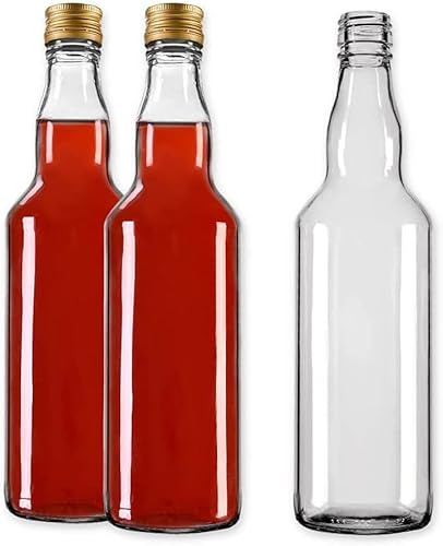 Glass Bottles 700 ml (0.7L) with Gold Screw Cap - for Filling it Yourself with Screw Cap Air-Tight (8 Bottles)
