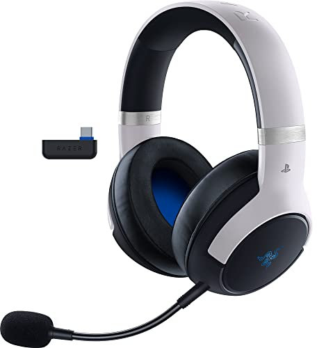 Razer Kaira Pro HyperSpeed Wireless Gaming Headset with Haptics for Playstation 5 / PS5, PS4, PC, Mobile: Titanium 50mm Drivers - Hybrid Mic - Low Latency Bluetooth - 30 Hr Battery - White & Black