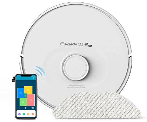 Rowenta RR8577 X-Plorer Serie 75 S+, Robot Aspirapolvere Lavapavimenti con Mappatura e Tecnologia Laser, Svuotamento Automatico,2700Pa,Autonomia 2 Ore, Compatibile con Alexa e Smartphone, Bianco