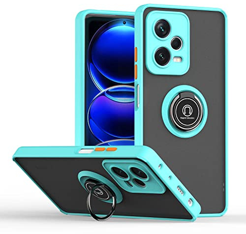 XINYEXIN Hülle für Xiaomi Redmi Note 12 Pro Plus 5G (Note 12 Pro+ 5G) mit Ring Stnad Stoßfest Handyhülle Anti-Scratch Durchscheinend PC Back + Soft TPU Bumper Case Cover - Himmelblau