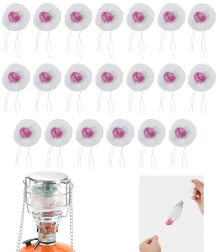 20 Pack Gas Lantern Mantles, Kerosene Lamp Mantles, Paraffin Mantles, for Picnics High Temperature Pressure Lamp Mantles Gas Camping Light Mesh Drawstring Pressure Lamp Mantles Dual Head