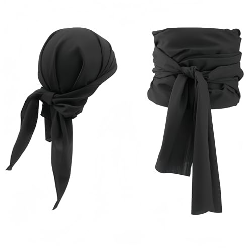 Proumhang Set d'accessoires de Costume de Pirate Bandeau Ceinture de Taille Capitaine Médiévale Foulard Bandanas pour Halloween Enfants Adultes