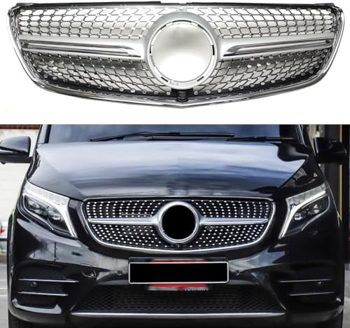 Auto 3D Parrilla Delantera, Para Mercedes Benz Clase V W447 V260 V250d V220d V200d 2015-2018, Parrilla Radiador, Riñón Delantero Parachoque Reemplazo Parrilla, Accesorios de Modificación Exterior