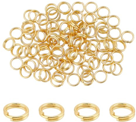 BENECREAT 100 Pcs Anneaux de Saut Ouverts en Laiton Plaqué Or Véritable 18K, Anneau Torique en Métal de 6mm, Connecteur Doré, Double Anneau Fendu pour Bracelets, Colliers, Boucles d'oreilles et Bijoux