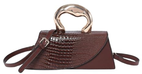 WIGUYUN Women Patent Leather Alligator Purse Crocodile Evening Handbag Clutch Bag Shoulder Cross Body Envelope Bag,Brown