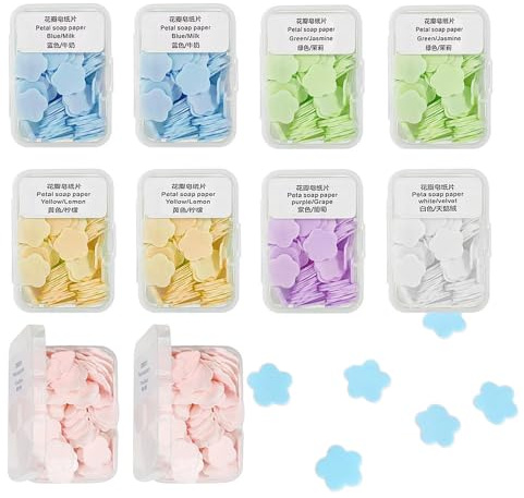 10 Box Travel Soap Sheets Portable Mini Travel Soap Paper Mini Scented Slice Sheets with Storage Box Mini Scented Slice Backpacking Essentials Travel Camping Hiking Outdoor Sports