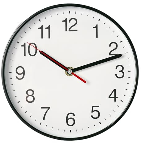 Spinaround Wall Clock, Modern Wall Clocks Battery, Silent Non-Ticking Analog Classic for Office, Home, Bathroom, Kitchen, Bedroom, School (Black,