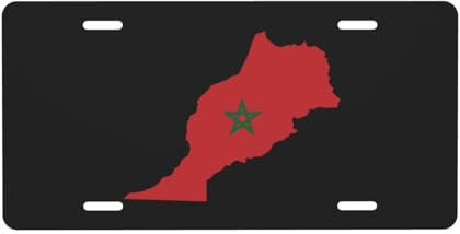 Placa de matrícula con Mapa del Terreno de Marruecos para la Parte Delantera del Coche, Placa de matrícula de 6 x 12 Pulgadas, Placa de Metal para Coche, Etiqueta Decorativa novedosa y vanidosa