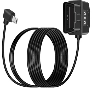 YANBORONSN OBD strömkabel för Dash Camera, OBD2 till 90 graders USB mikro-adapter hardwire laddningskabel med strömbrytarknapp 24 timmars övervakning och Acc 2 läge 12–24 V till 5 V/3 A (3,5/11,5 FT)