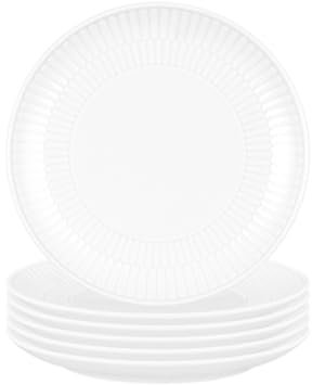 Seltmann Weiden Amina Weiß Brotteller 6er Set, 16 cm, Runde Beilagenteller mit dezentem Relief-Muster, Spülmaschinen- und Mikrowellenfest, Porzellan, Weiß