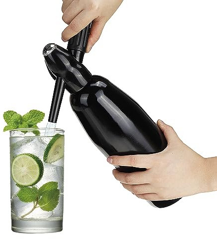 Siphon à soda, 1 l, machine à eau gazeuse, mini machine à soda portable en aluminium pour la fabrication, chauffe-eau pétillant pour boissons gazeuses (nero)