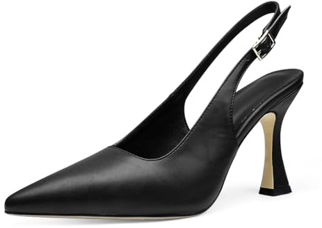 XUNHGAXE Slingback Kitten Heels for Women - Comfortable Closed Toe Dress Pumps, Pointed Toe Elegant Low Heel for Wedding, Party, Concert & Vacation, Sexy Fashion Women's Shoes-Black-9