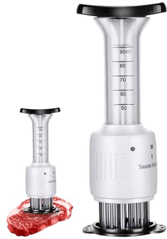 Jeringa para carne con ablandador manual integrado | Herramientas de cocción para adobo inyectable, utensilios de cocina multifunción para esperar, inyectar y aromatizar la carne rápidamente