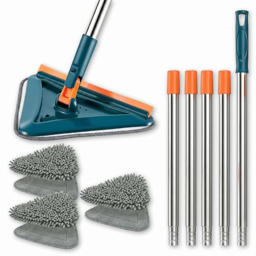Mop di Pulizia 360° Girevole con Manico Lungo Regolabile – Mocio Triangolare in Microfibra per Pavimenti, Pareti, Finestre e Piastrelle – Lavapavimenti Professionale Multiuso