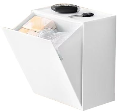 Chiyyak Caja de Almacenamiento Montada en la Pared de Gran Capacidad, Diseño de Tapa Abatible, Organizador Multifuncional, Plástico Resistente, Fácil Instalación para Baño, Cocina (Blanca)