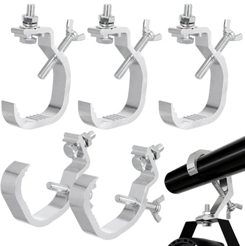 MINAOLULUS 6pcs Silver Metal Stage Lamp Hooks Heavy Duty Light Clamps for 30-52mm Truss Tubes, Sturdy O-clamp Lighting Accessories for Professional Stage and Concert Use