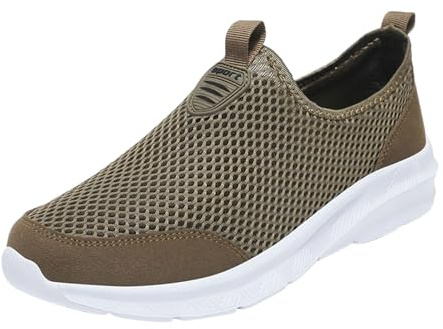 Zapatillas de senderismo para hombre, con puntera ancha, informales, transpirables, ligeras, acolchadas, para correr, estar de pie, trabajo, montaña, viajes, Khaki, 43 EU