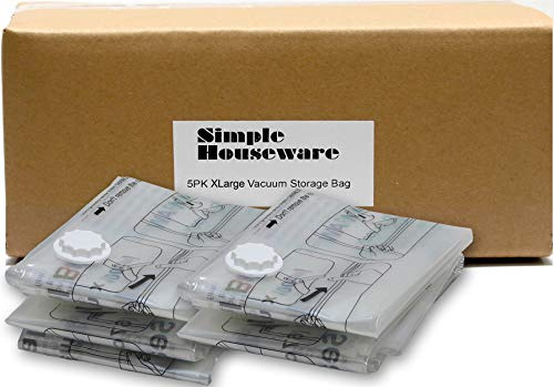 Simple Houseware 5 Pack - Extra Large Vacuum Storage Bags to Space Saver for Bedding, Pillows, Towel, Blanket, Clothes (26.5 x 39.5)