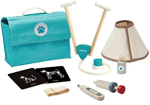 PlanToys Tierarzt Set - Tierarzt Spielzeug für Kinder mit 3 medizinischen Geräten und Aufbewahrungstasche