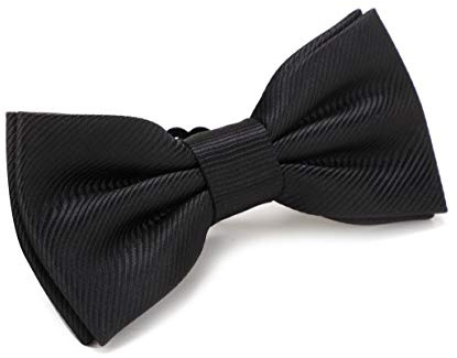 fortunatever Boys Solid Pre-tied Bow Ties,Black Adjustable Tuxedo Bowtie For Boys With Multiple Colors (11''-19'')